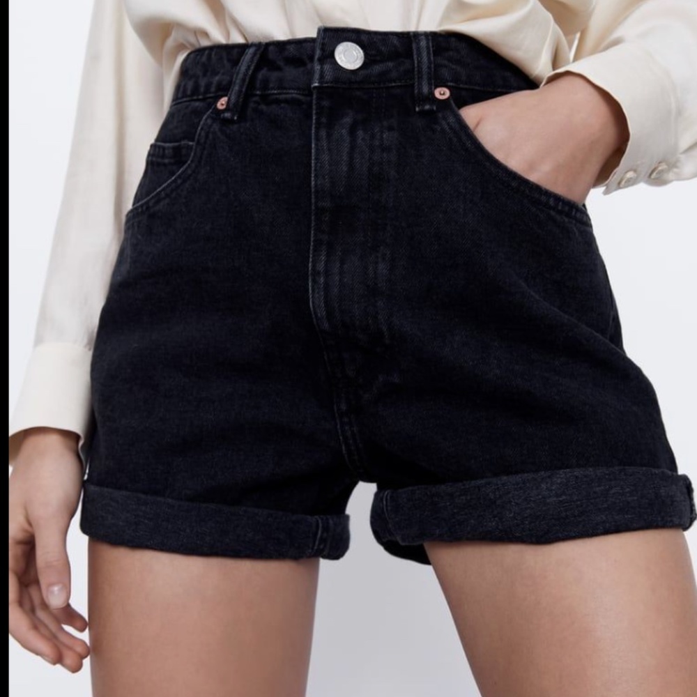 Zara mom fit bermuda shorts black